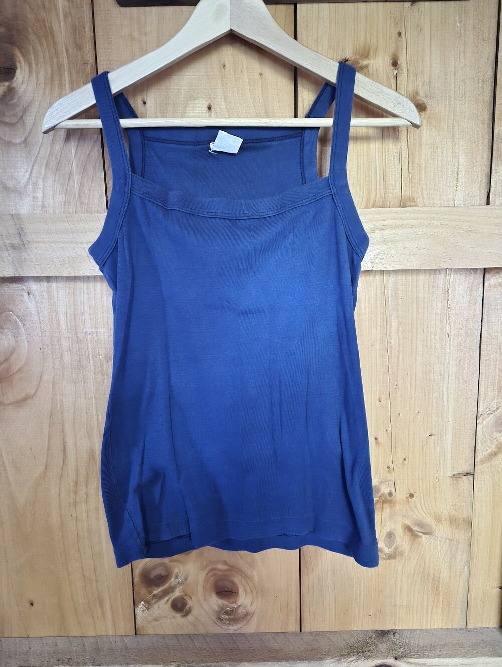 True Vintage 100% Cotton Square Neck Blue Women's Tank Top